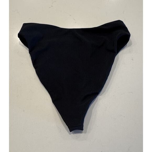 Good American Rib Good Waist Bikini Bottom Women’s Size 1 High Waist Black Sexy - Picture 2 of 4